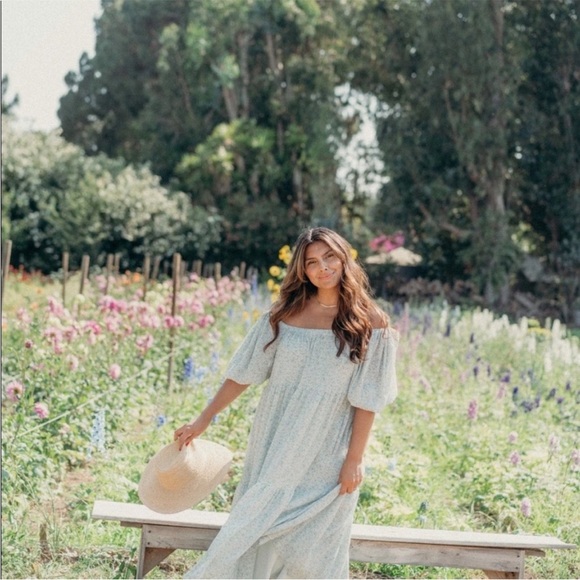 EUC Carly Jean Los Angeles Ada Green Daisy Floral Midi Maxi Dress - Picture 2 of 12